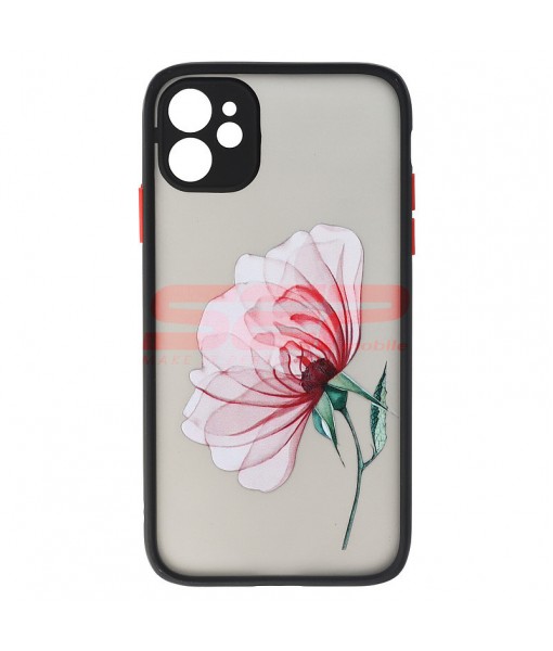 Husa iPhone 11, Plastic Dur cu protectie camera, Flower